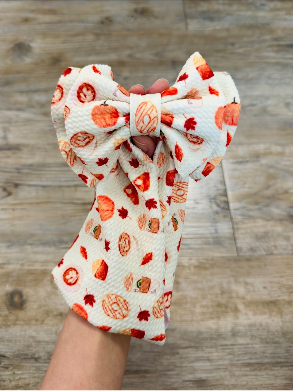 Thanksgiving Pumpkin Big Bow Headband Baby Girl Newborn Cream Orange